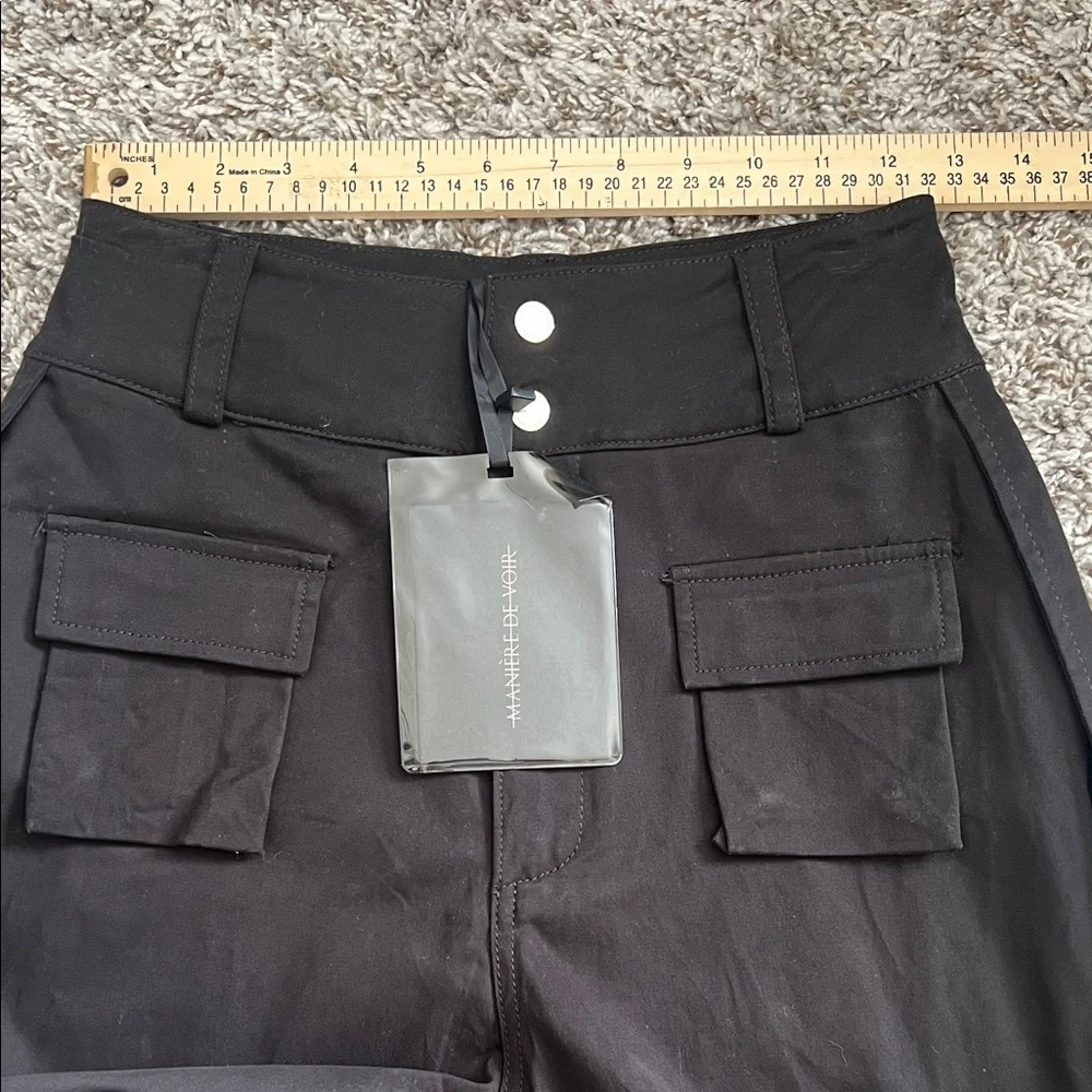 NWT MANIERE DE VOIR Carpenter Cargo Trousers Black Pants in Size 4 - Picture 12 of 16